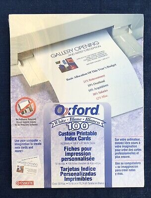 Oxford White 100 Custom Printable Laser Inkjet 4x6 Index Cards