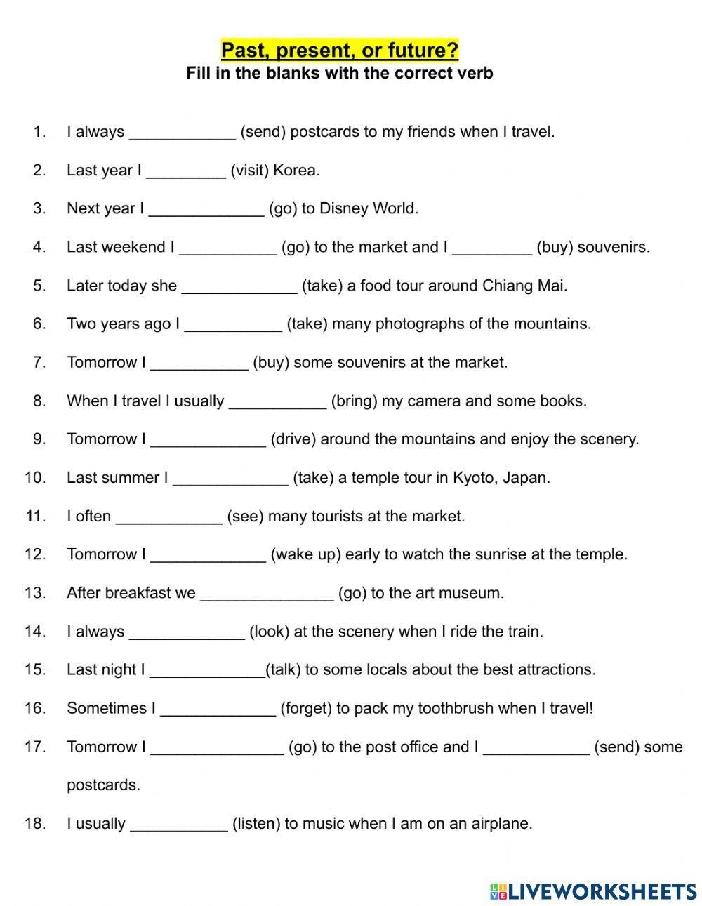 fill in the blank future worksheet