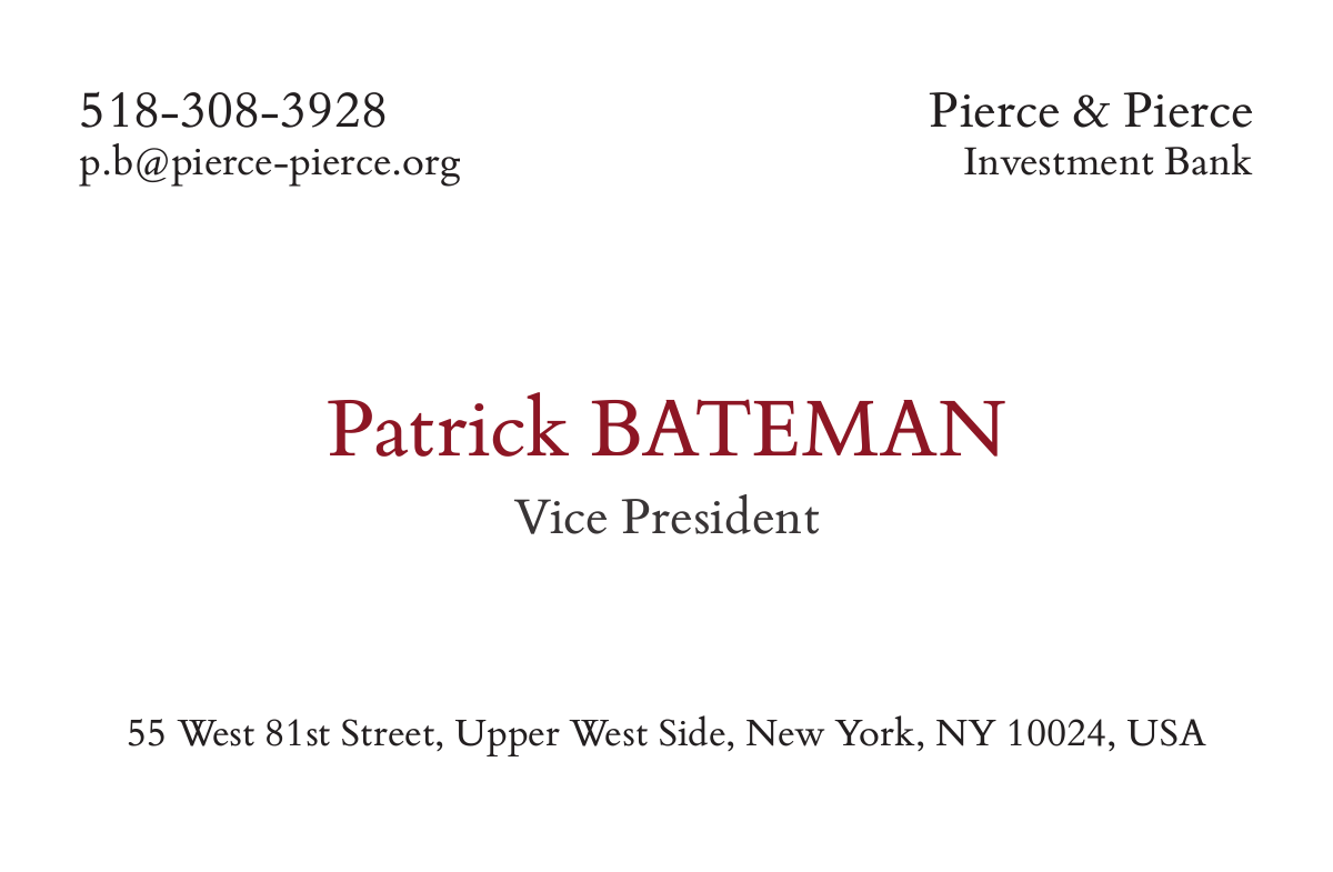 Patrick Bateman Card Template