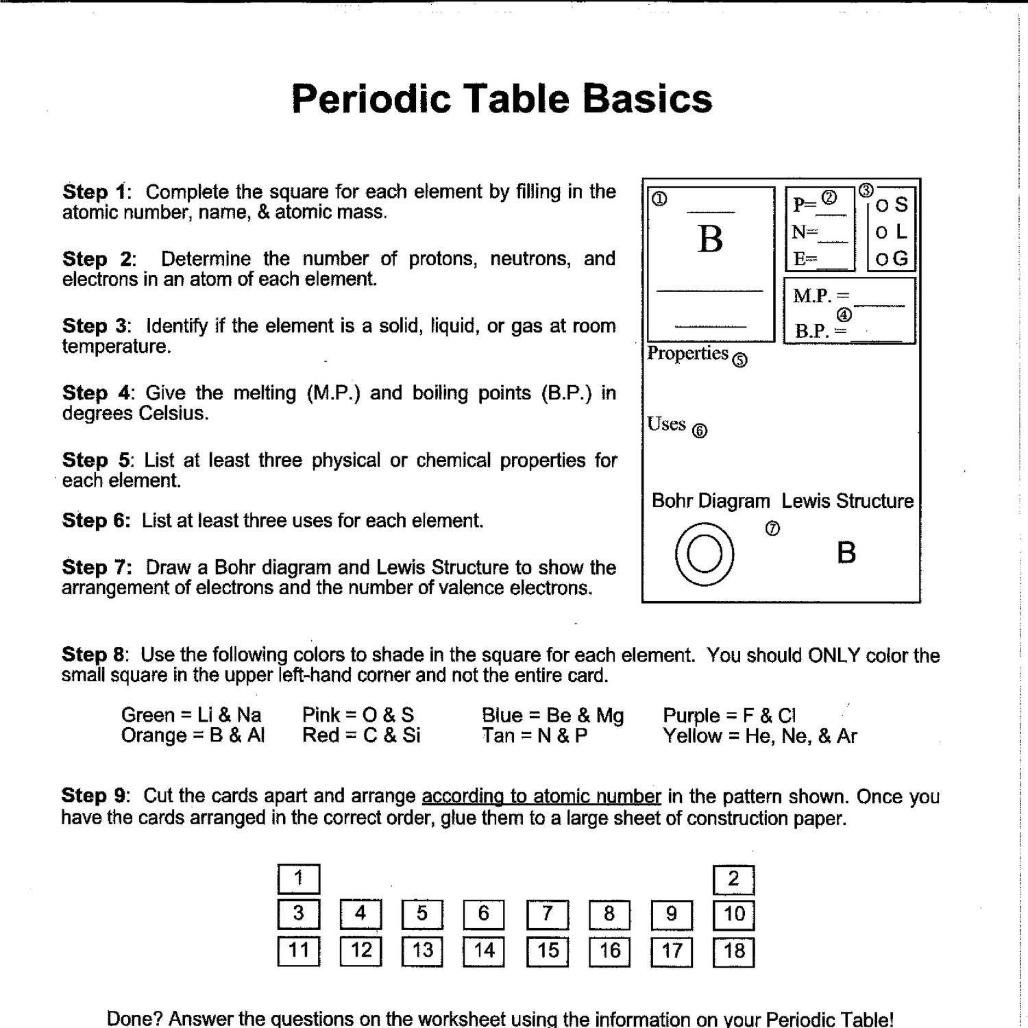 periodic table worksheet answers