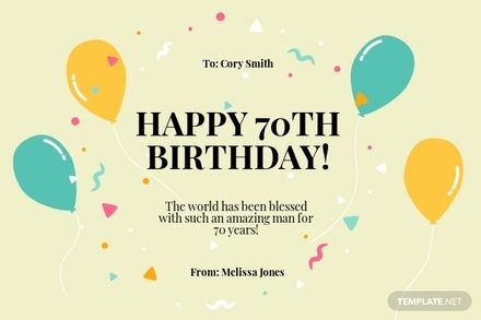 70th birthday invitation card template