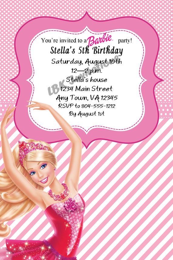 Personalized Barbie Invitation Template