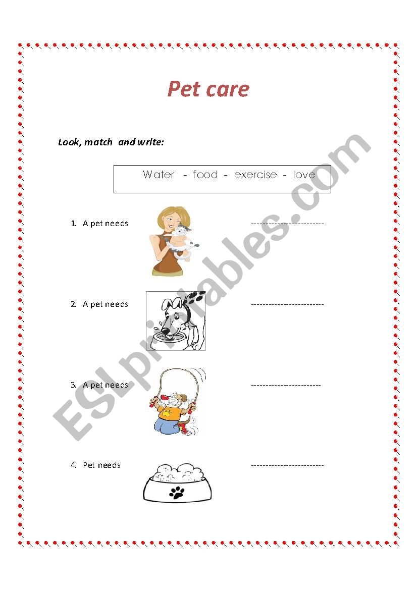 Pet Care Worksheet