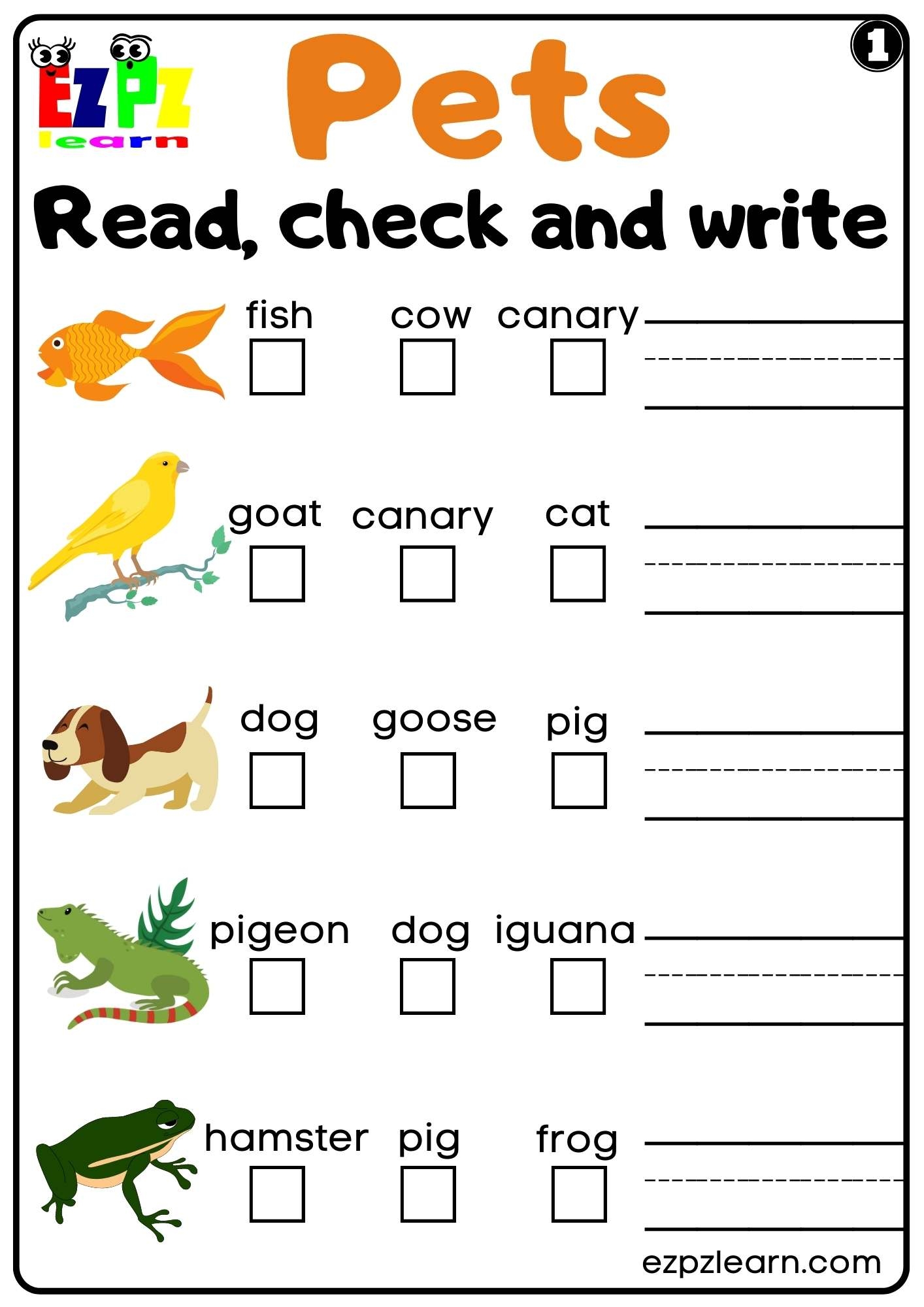 Pets Ezpzlearn Worksheets Library