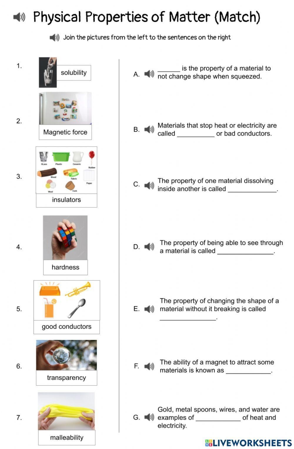 printable properties of materials worksheet pdf