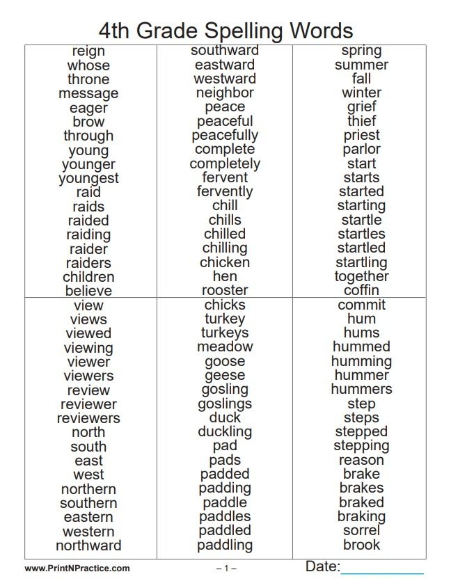 Pin By Carissa Havens On Kid Stuff 4th Grade Spelling Words 4th