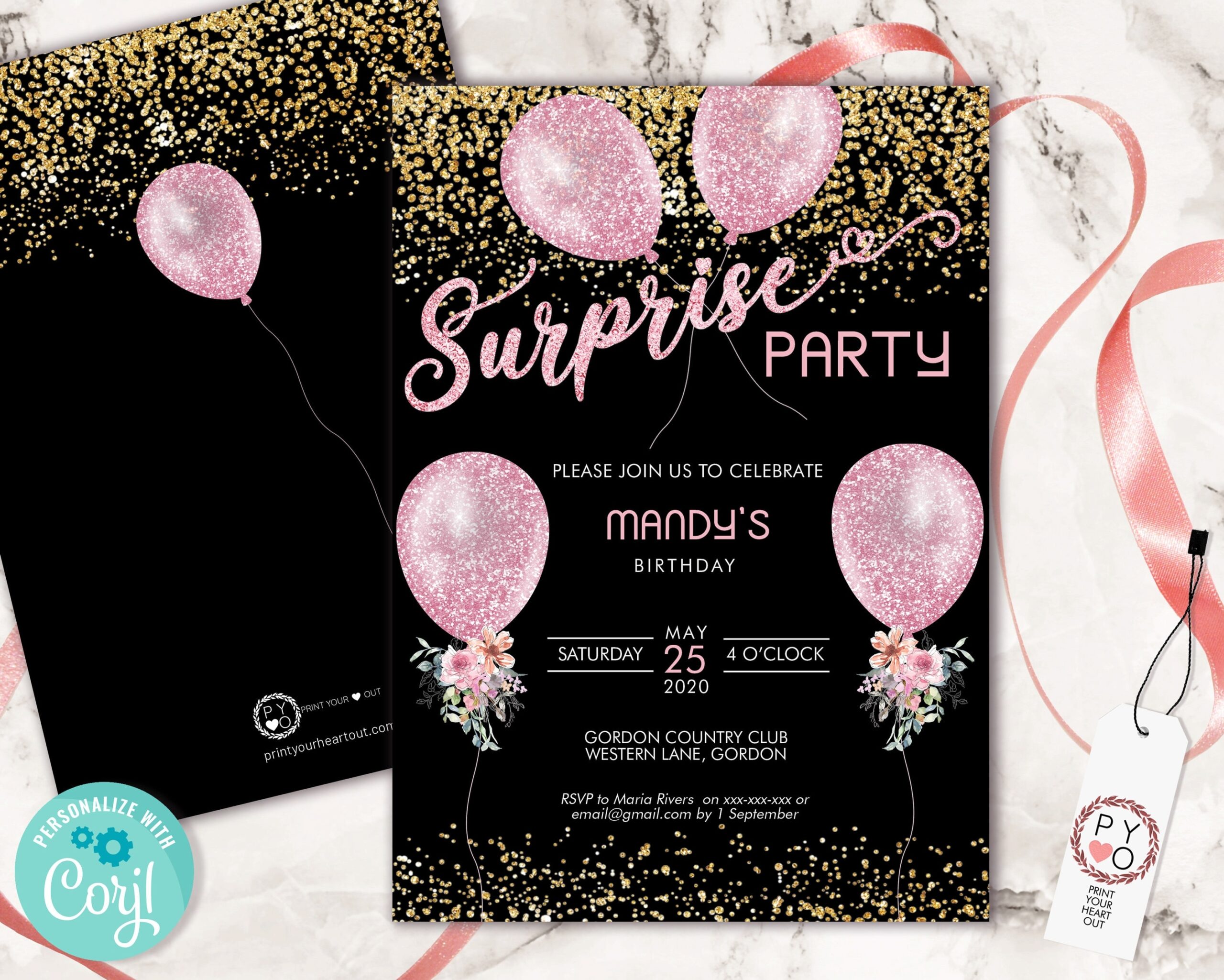 pink birthday invitation template free