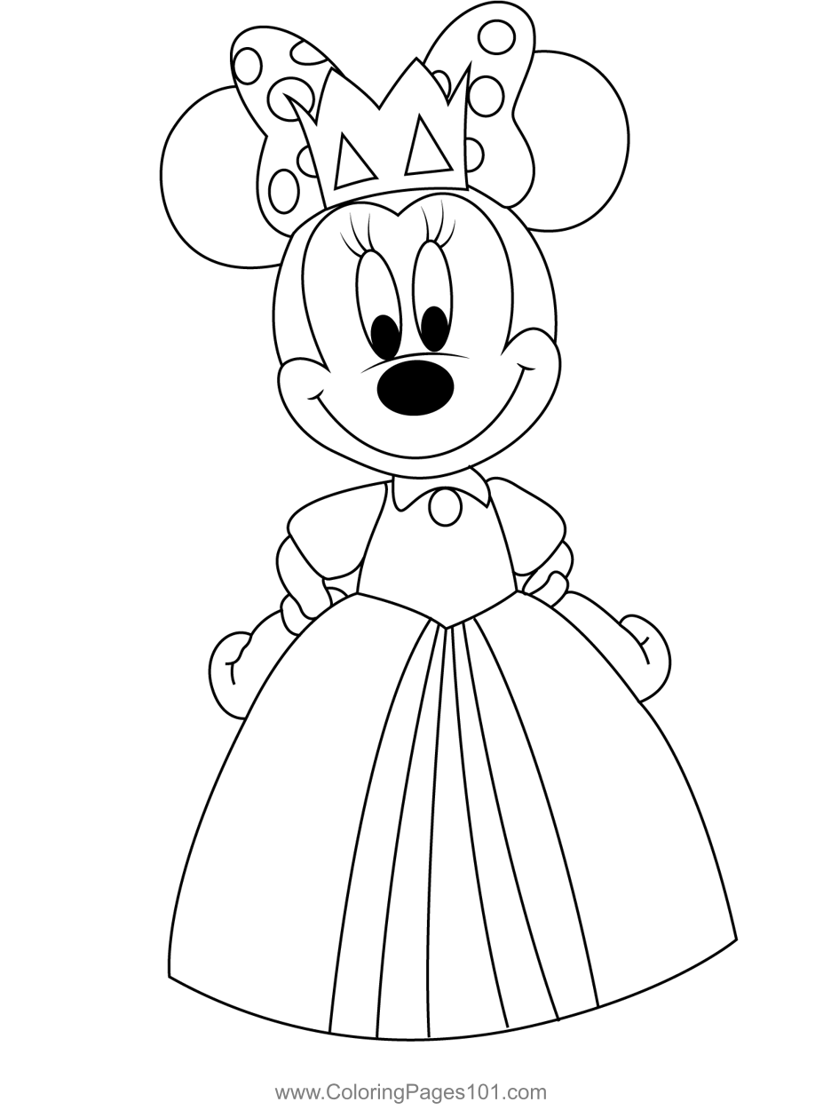 Pink Minnie Mouse Coloring Page For Kids Free Minnie Mouse Printable 