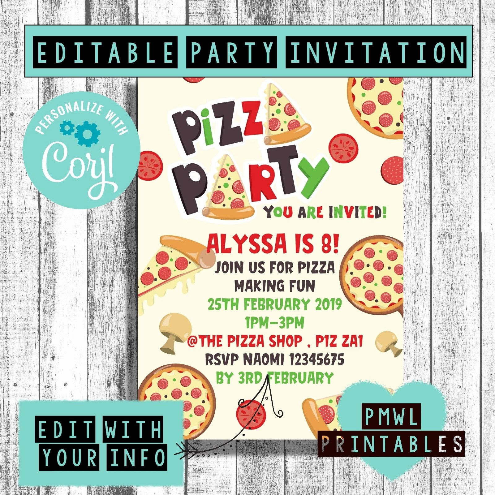 Pizza Party Invite Template Dev onallcylinders