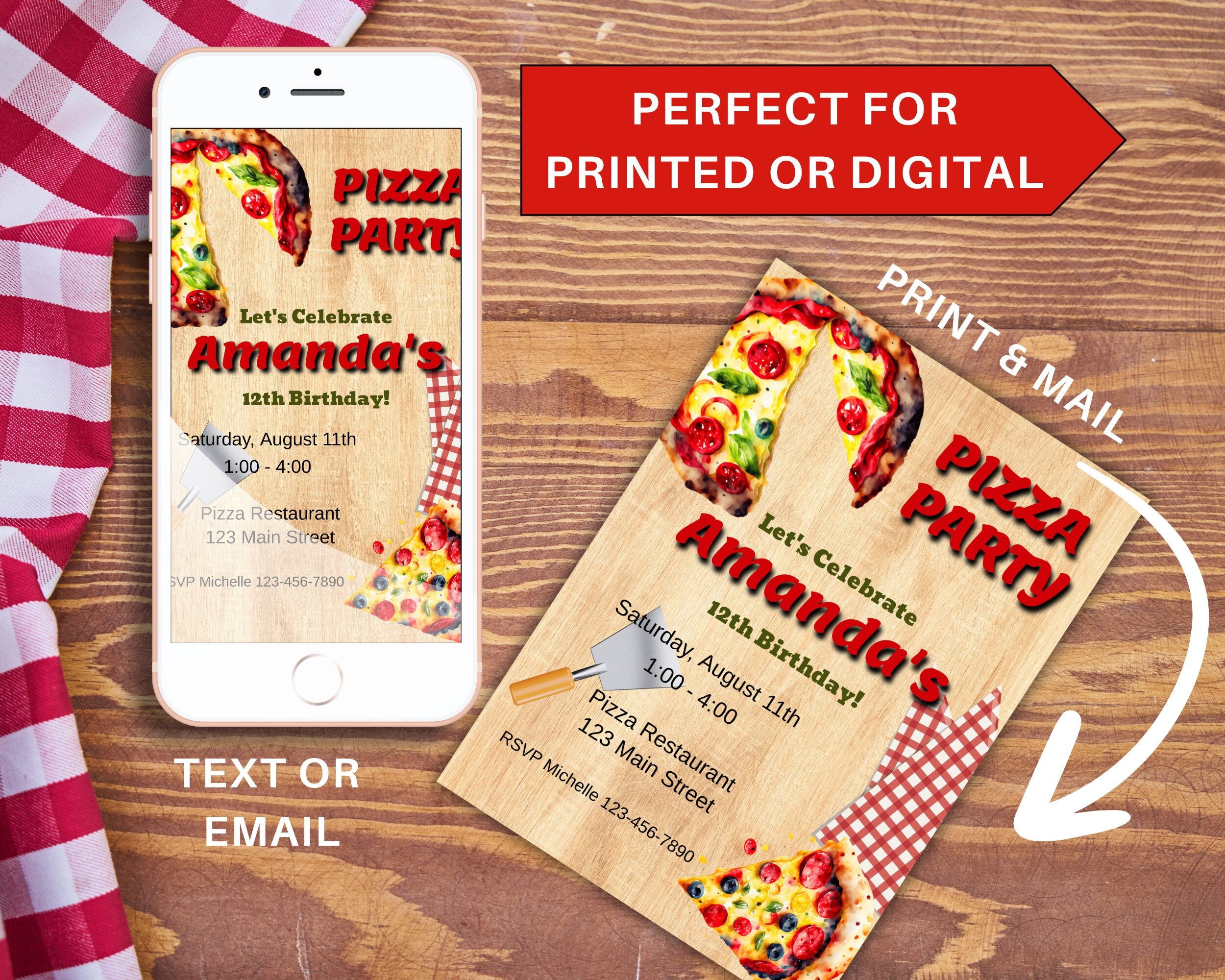 Pizza Party Invite Template Pizza Birthday Party Invitation Pizza Party 