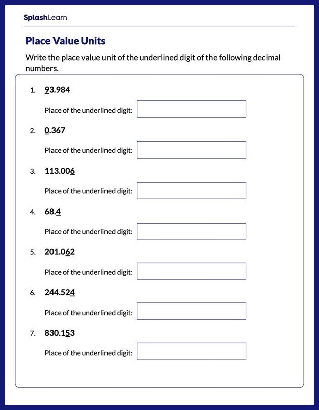 4th grade place value worksheets