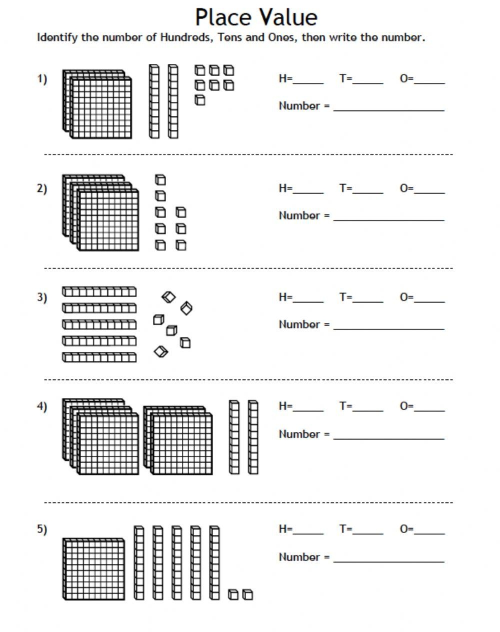 place value and value worksheet