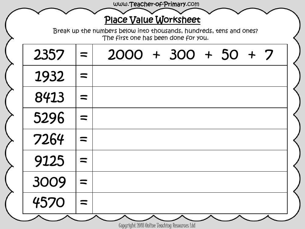Place Value Worksheet Maths Year 3 Worksheets Library