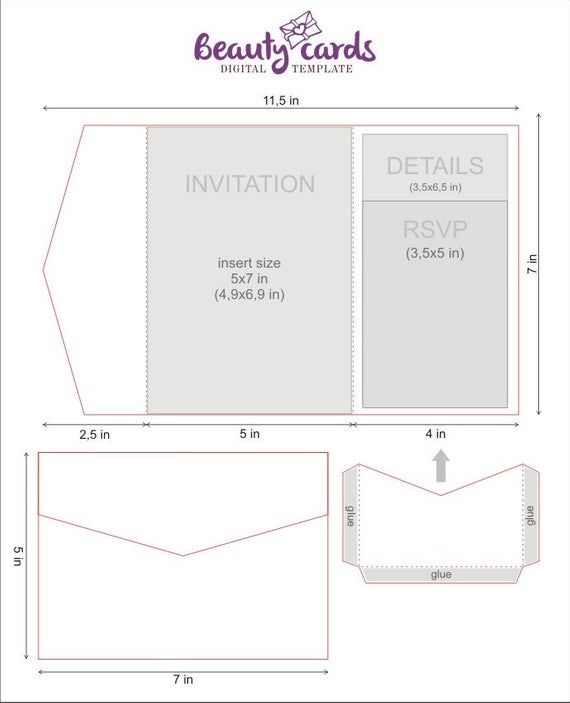 Pocket Invitation Template Printable Linda Bail