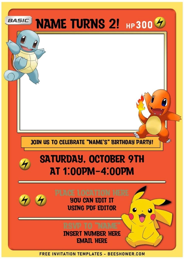 pokemon birthday invitation template free