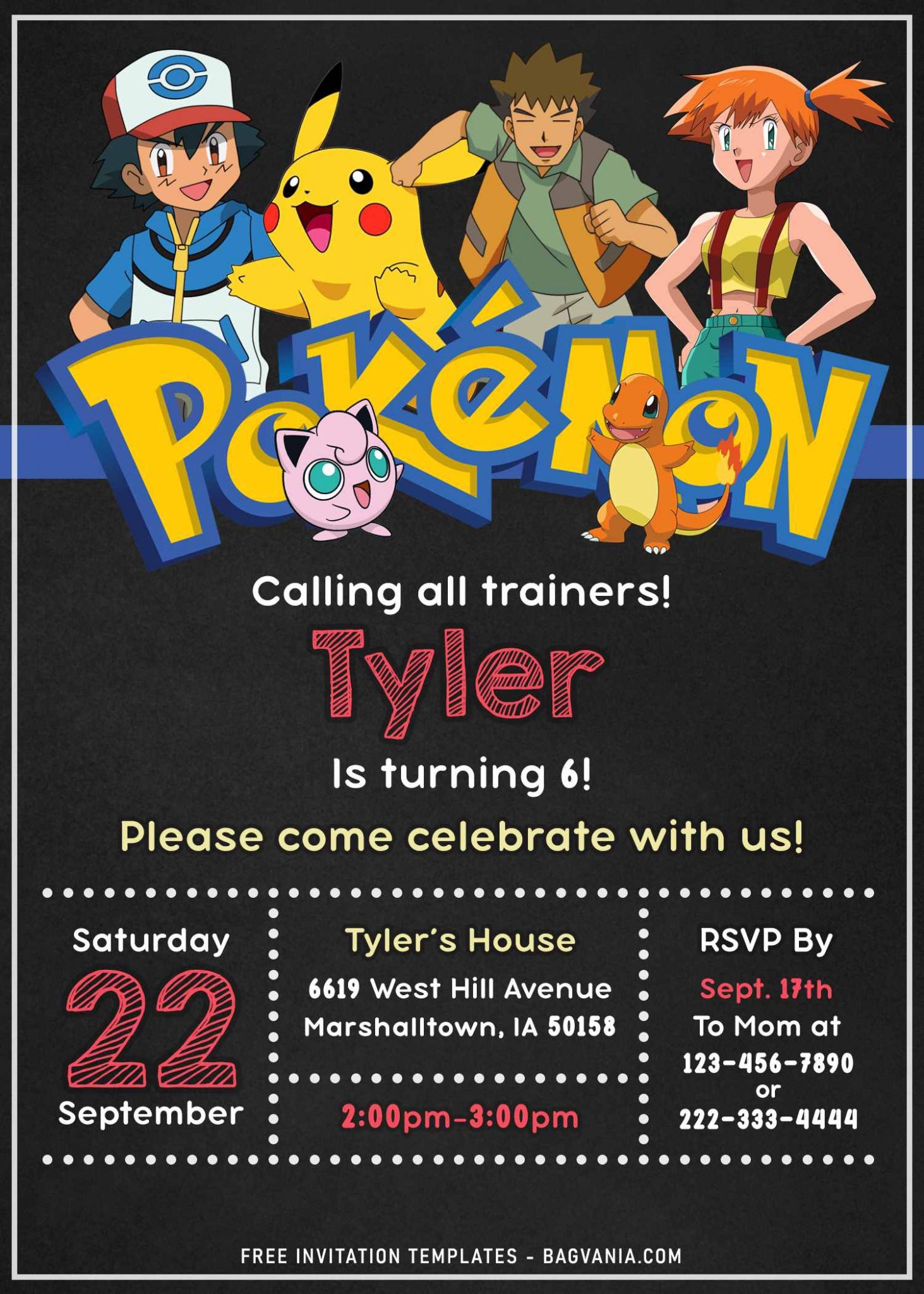 Pokemon Birthday Invitations Template