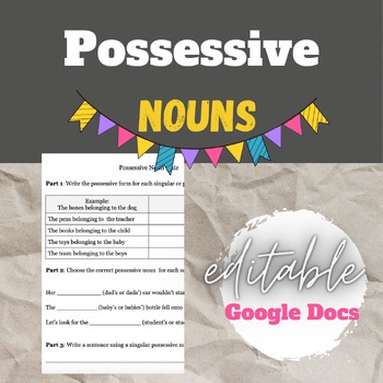 Possessive Noun Worksheet Google Docs By Mountains To Molehills