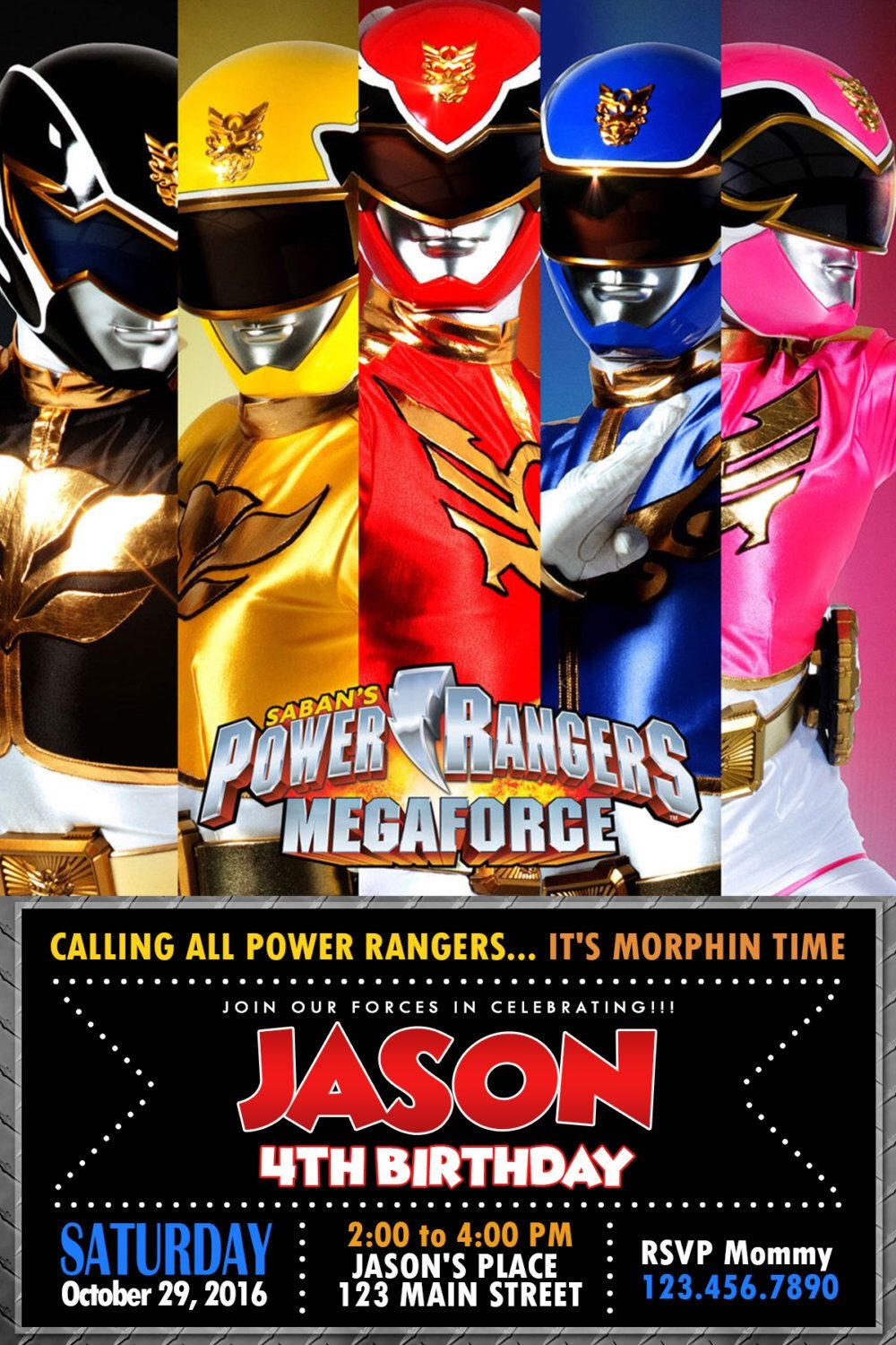 Power Rangers Invitation Template