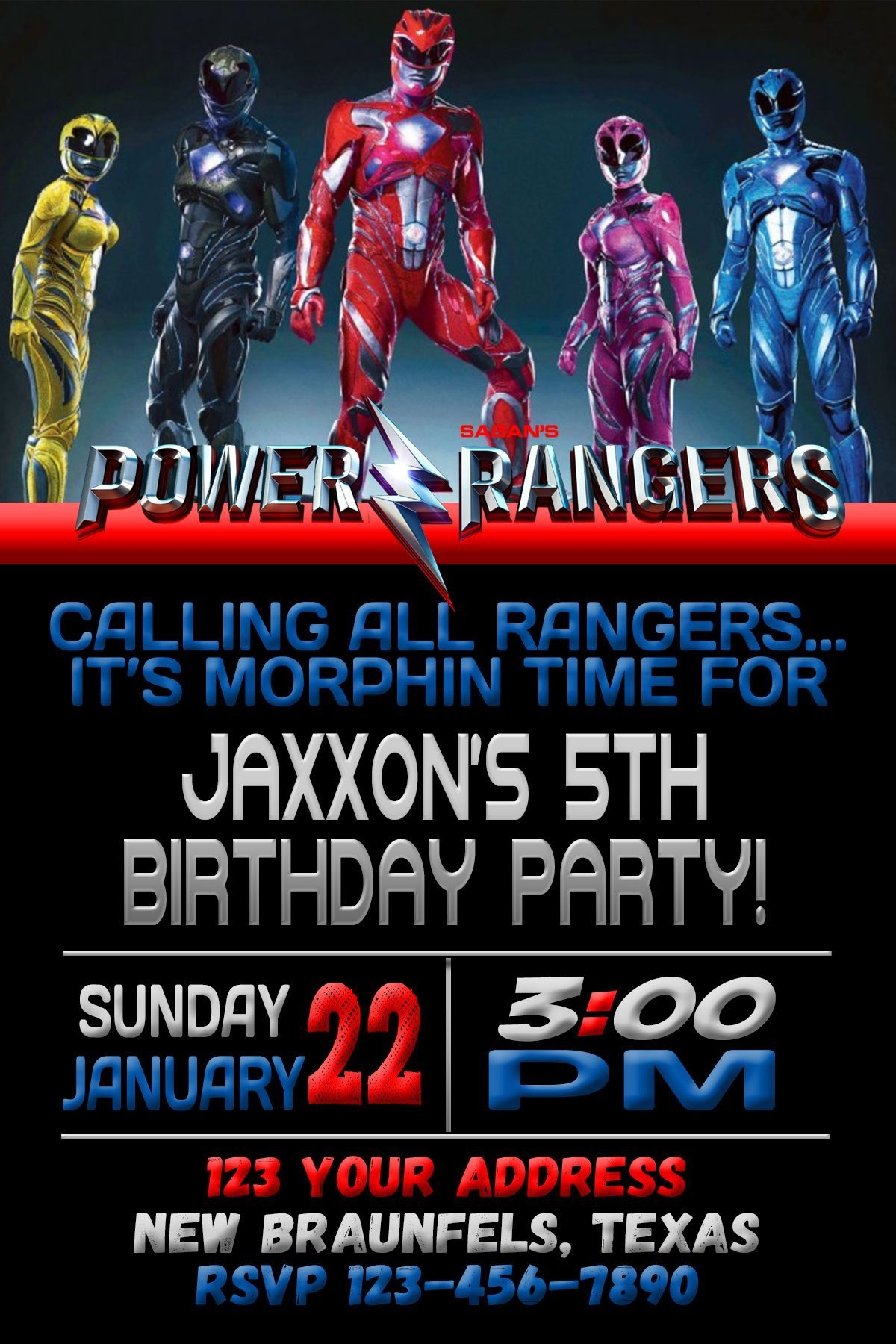 power rangers invitation template free
