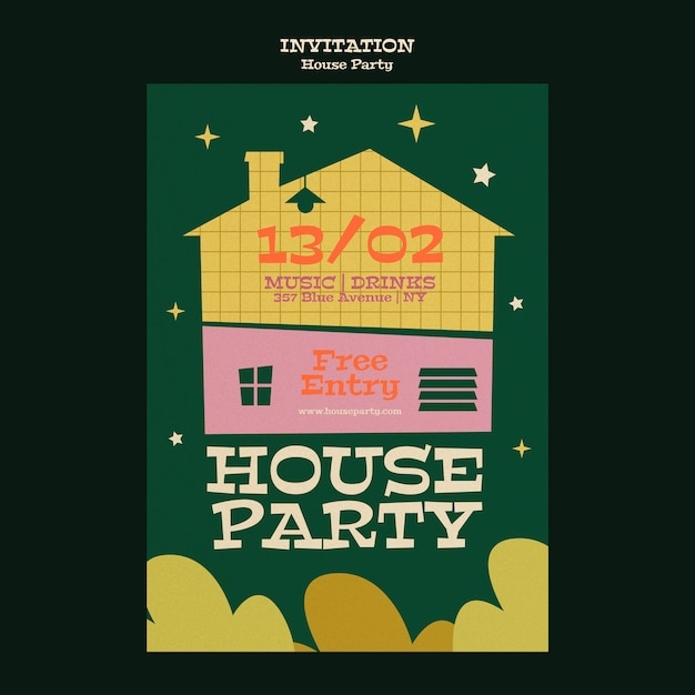 90s house party invitation template