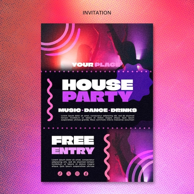 Premium PSD House Party Invitation Template