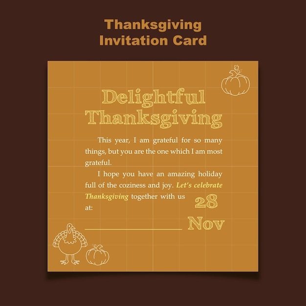 Premium Vector Thanksgiving Invitation Card Template
