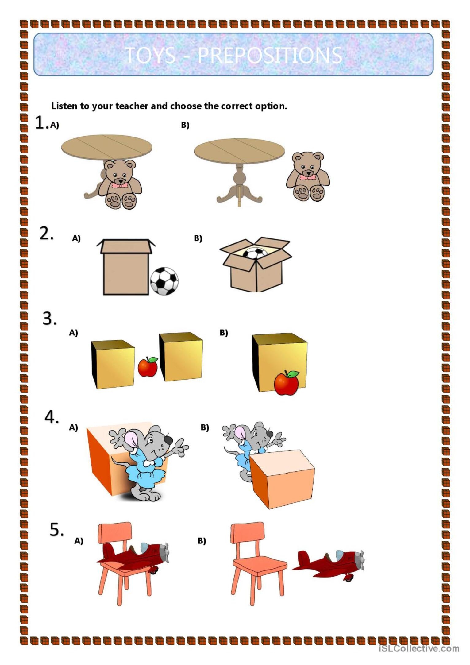 Prepositions Of Place Kids English ESL Worksheets Pdf Doc