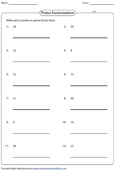 Prime Factorization Worksheet 6th Grade FactorWorksheets