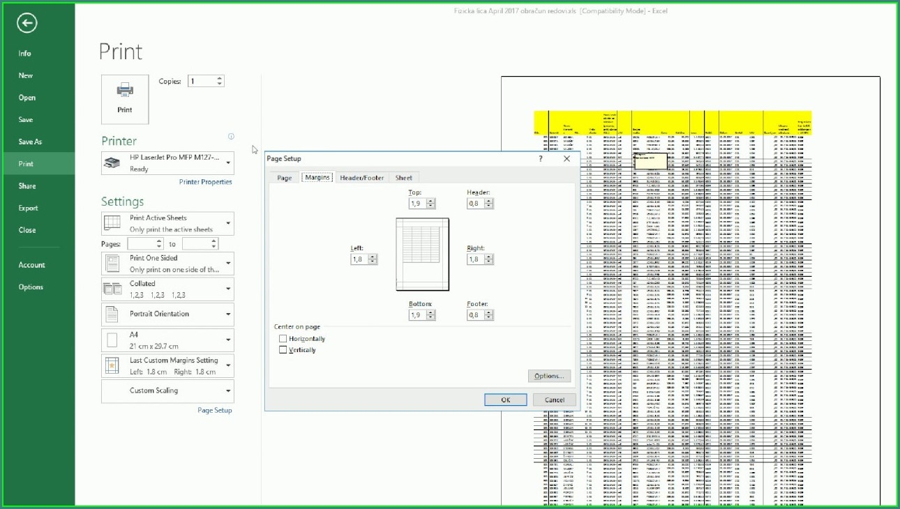 Print Excel Worksheet On One Page