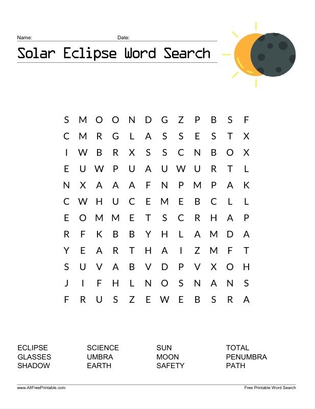 free eclipse activities for kids printable