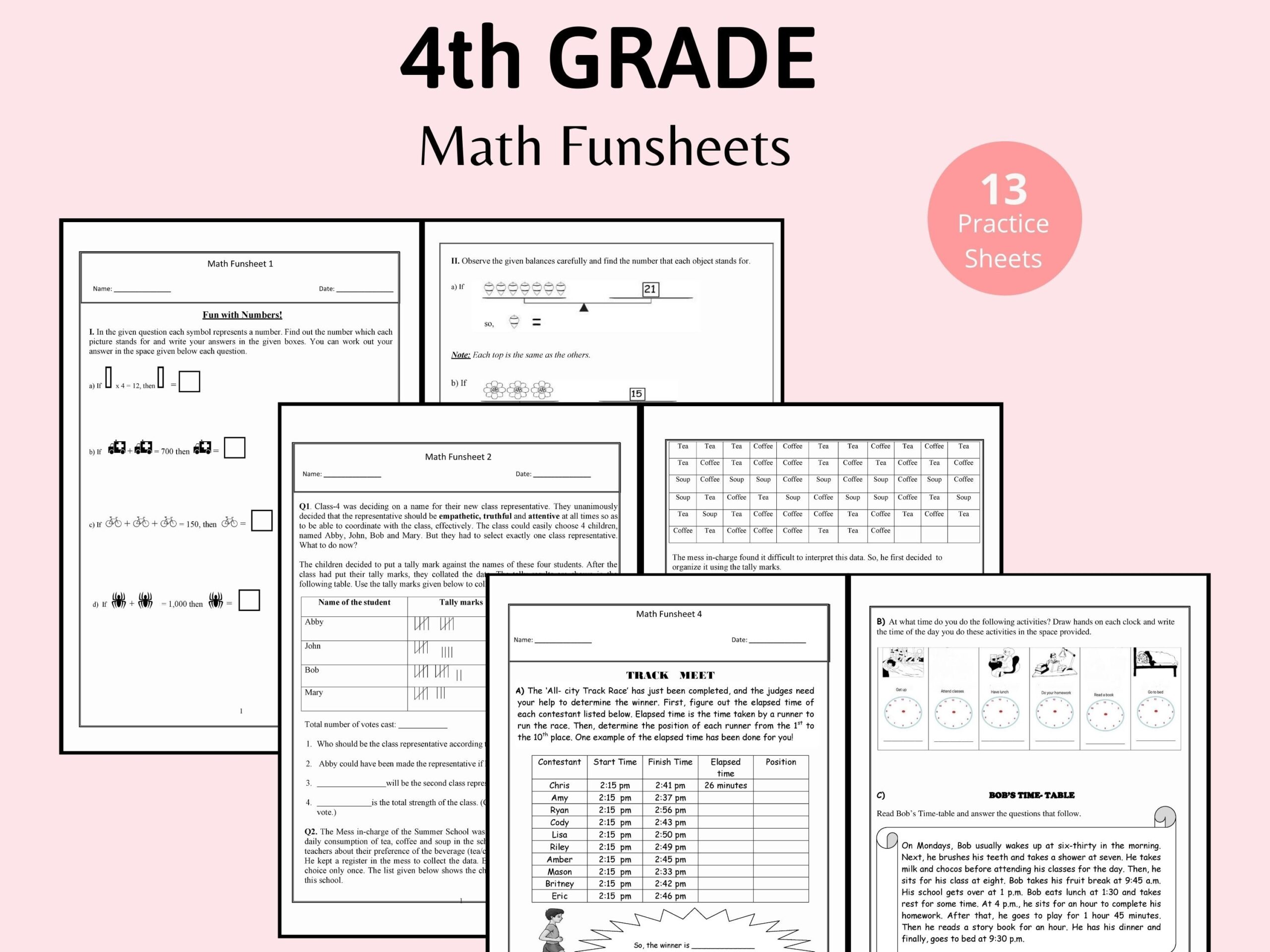 Printable 4th Grade Math Worksheets For Kids Online Worksheets Library