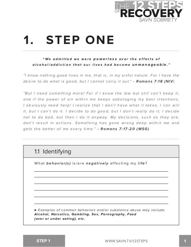 aa step worksheets step 2