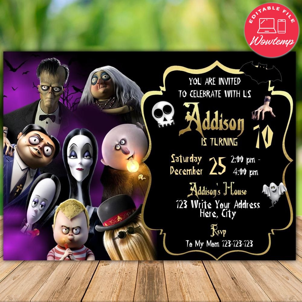 Printable Addams Family Invitation Template Instant Download Wowtemp