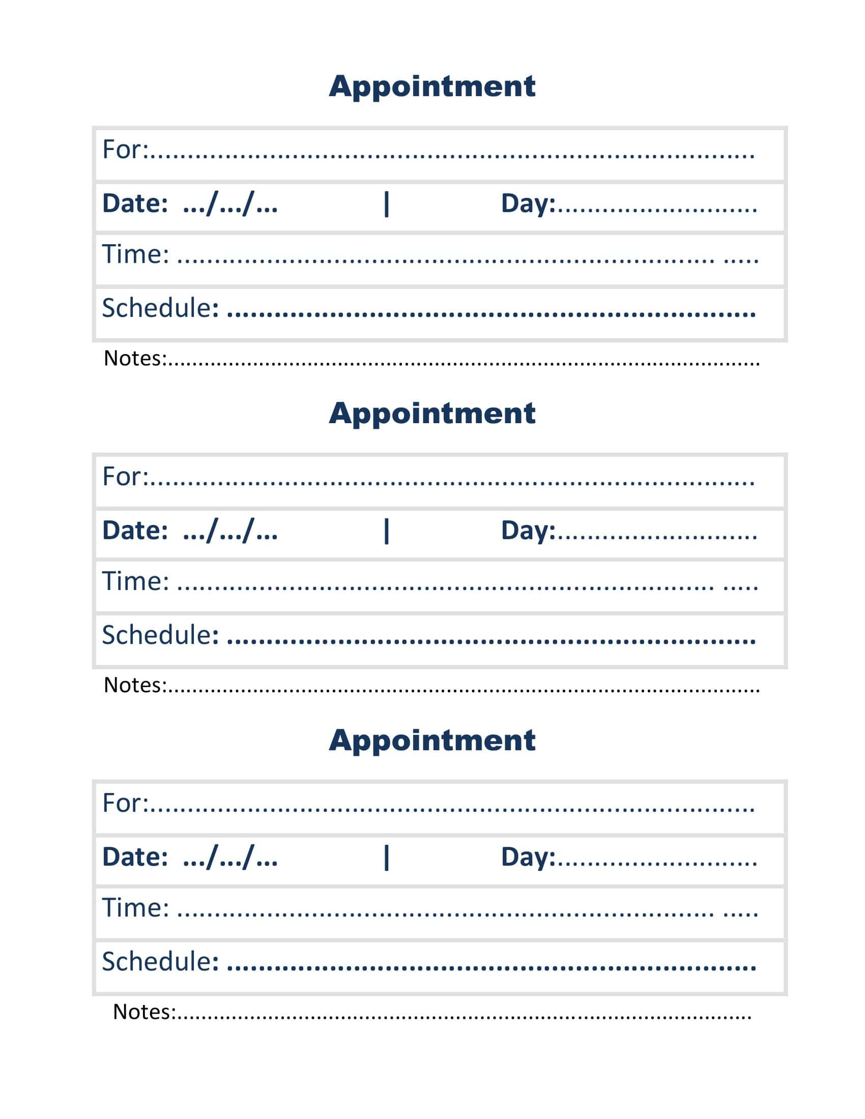printable blank appointment cards