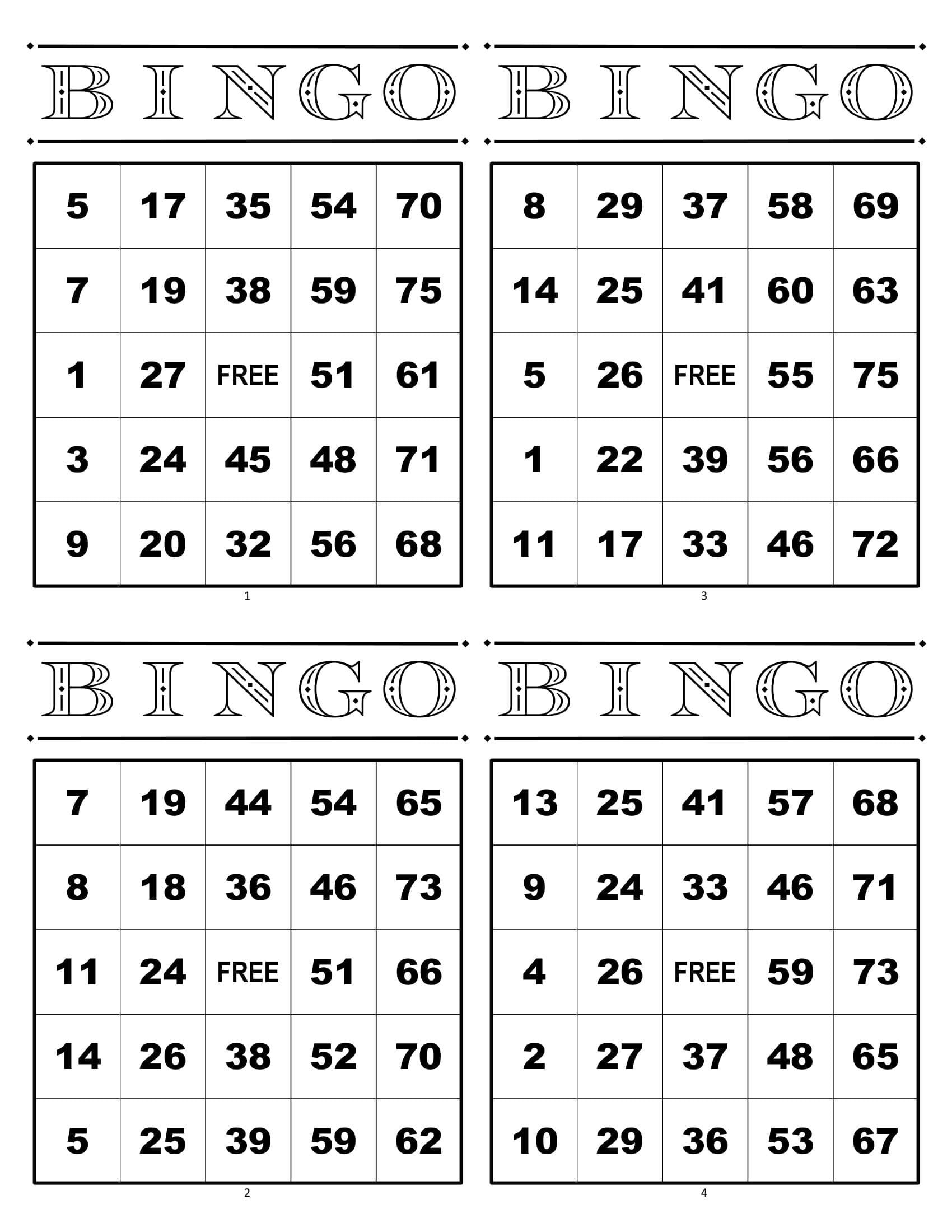 printable bingo cards 1 50
