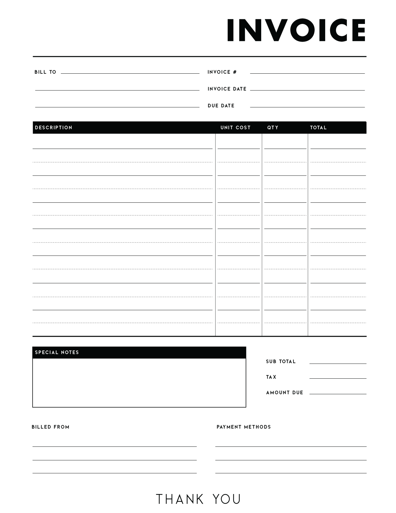 printable free invoice template