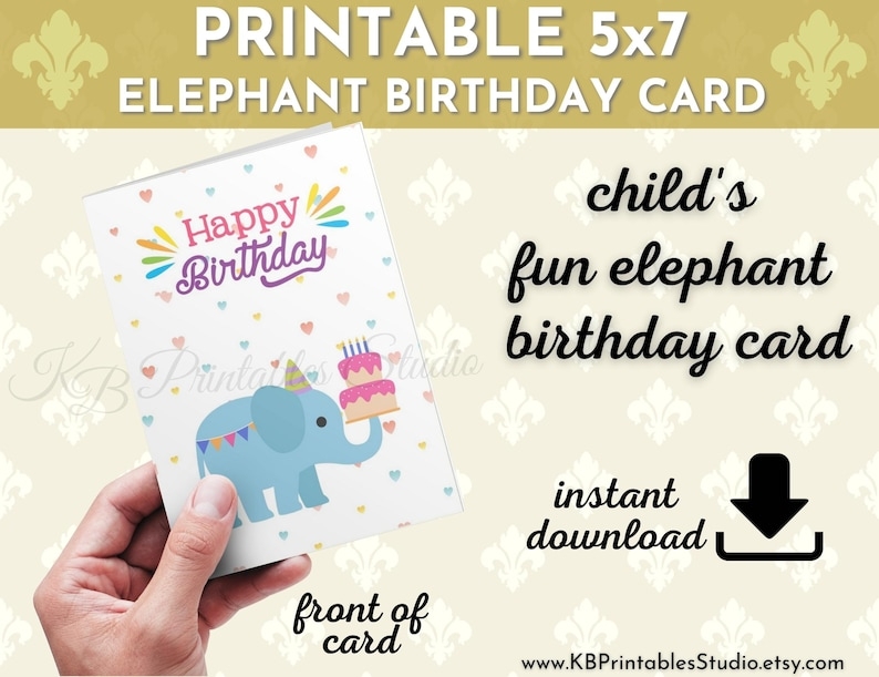 Printable Child 39 s Birthday Card Cute Birthday Card Etsy