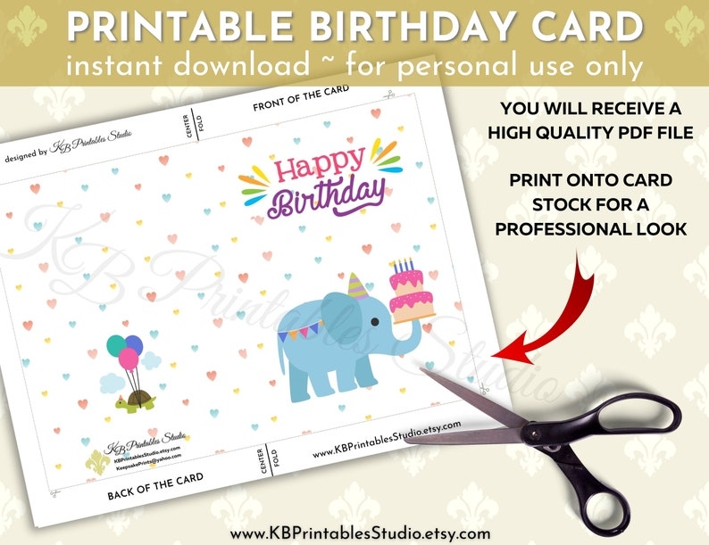 printable child's birthday card