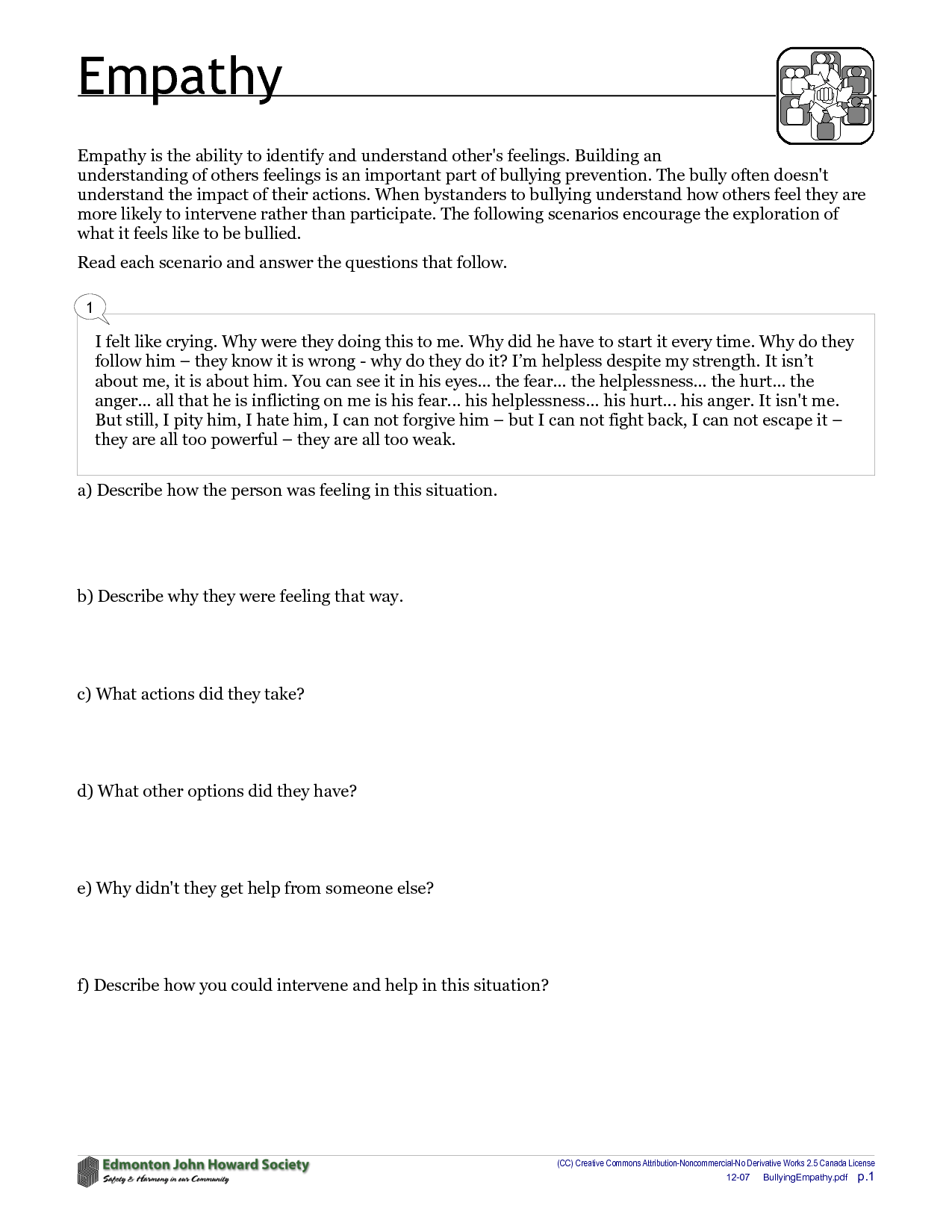 Printable Free Empathy Worksheets Pdf Printable Word Searches