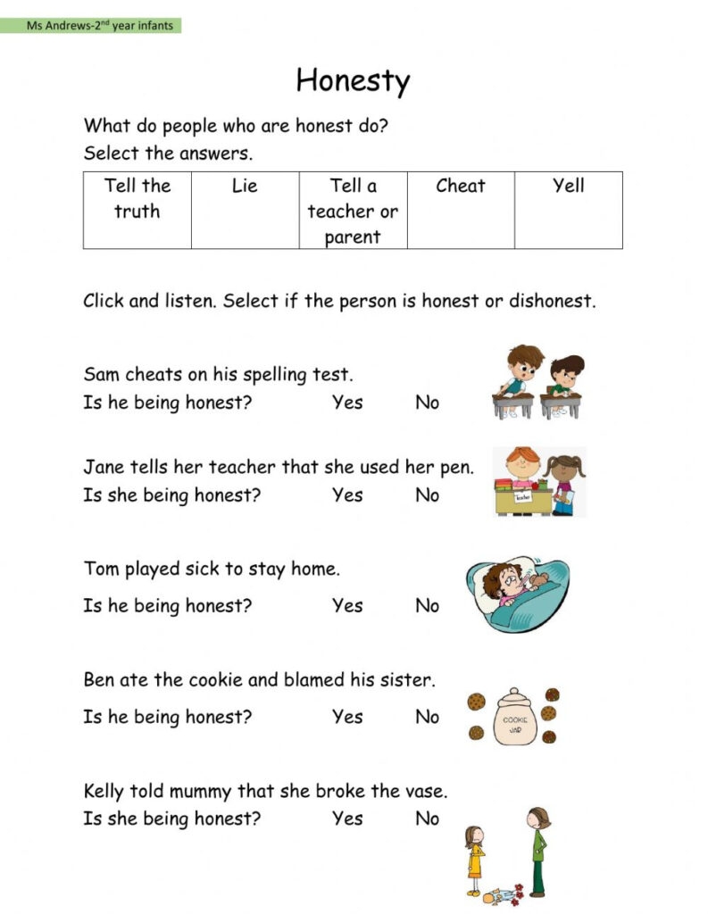 free printable honesty activities for kids pdf