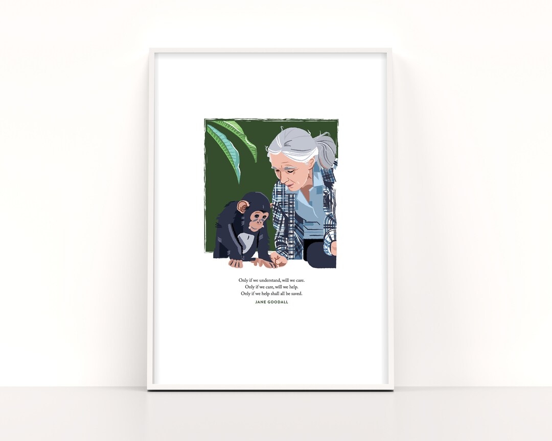 PRINTABLE Jane Goodall Illustration Art Print Digital Download Etsy