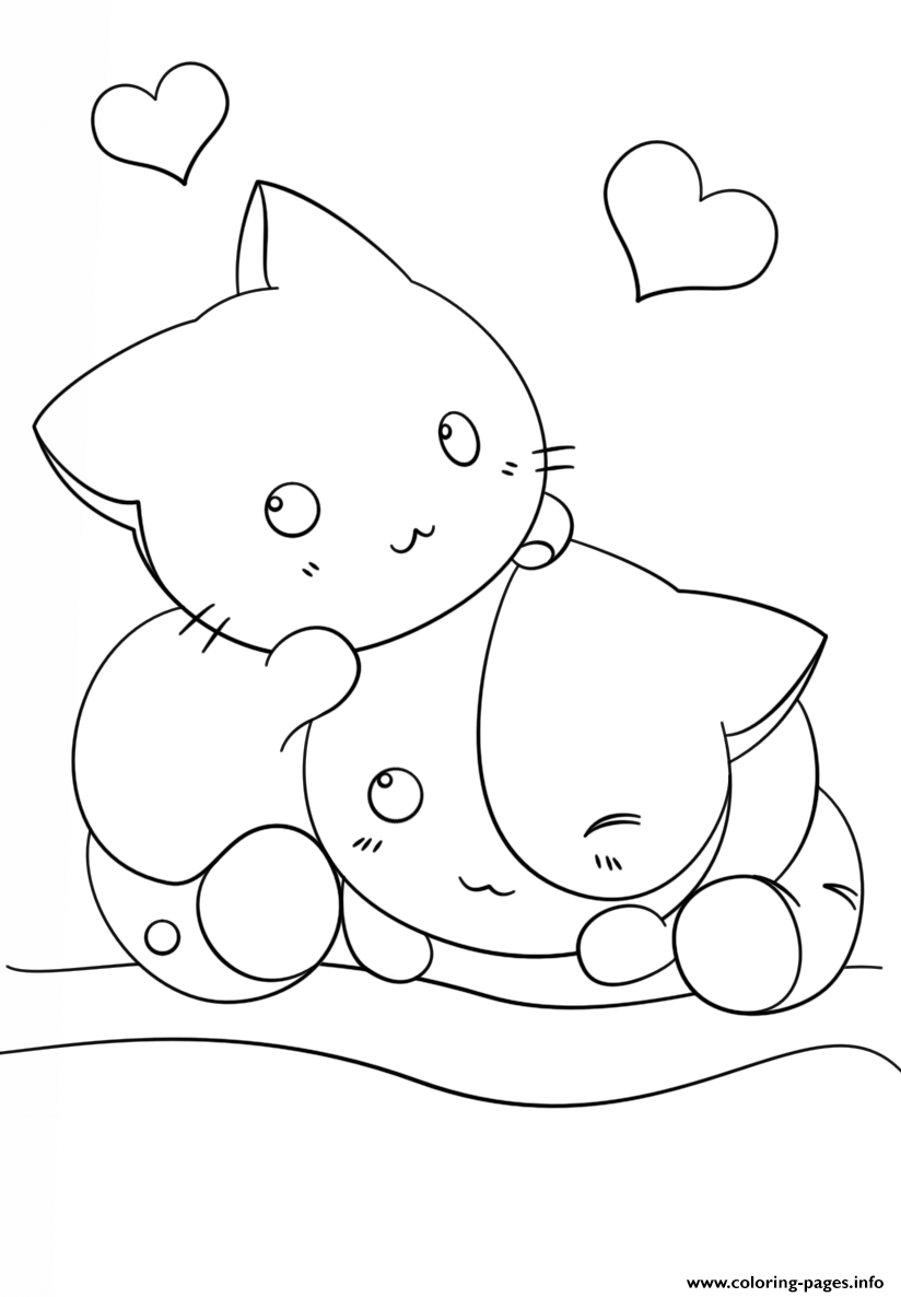 Printable Kawaii Cat Coloring Pages