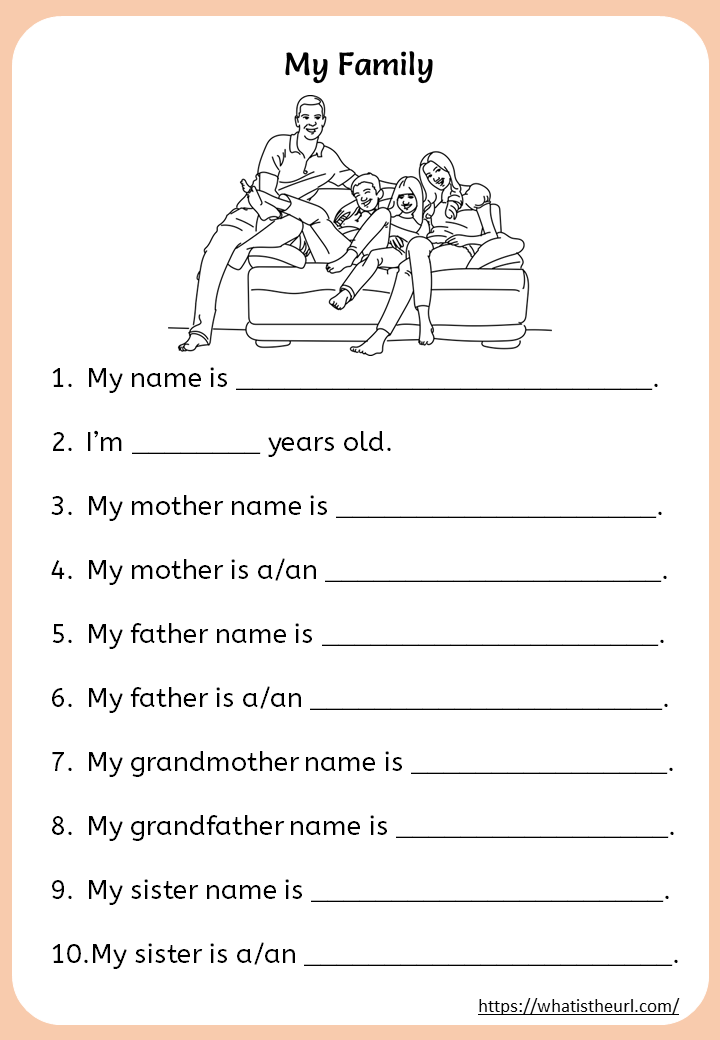 Printable my family worksheet Your Home Teacher