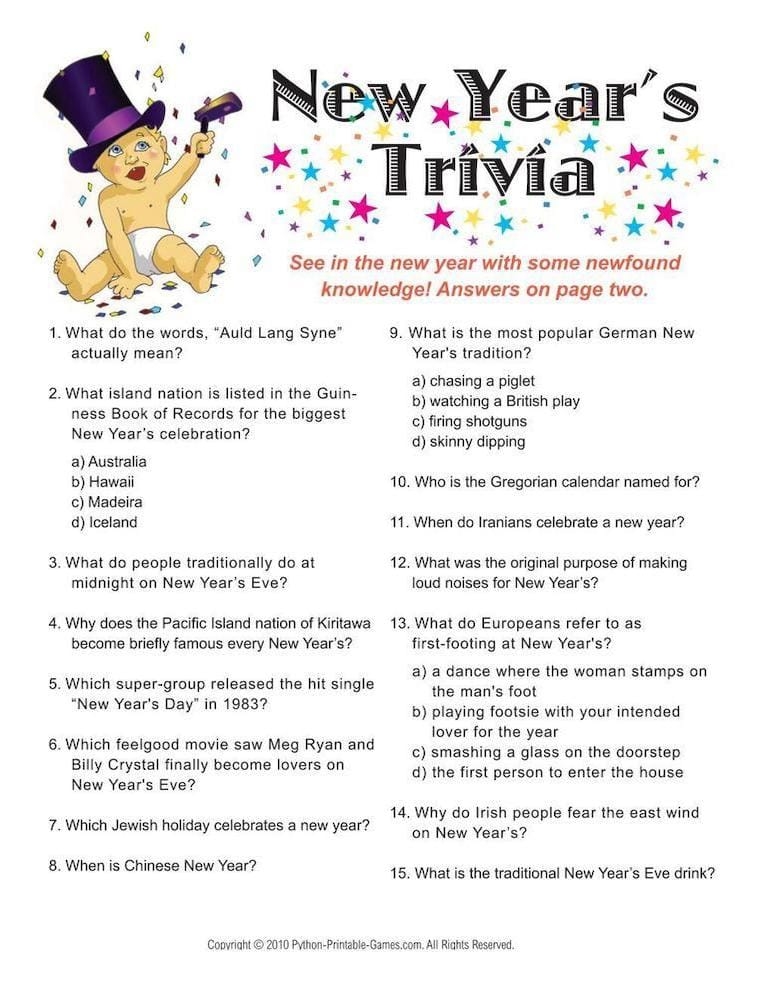 printable new years games