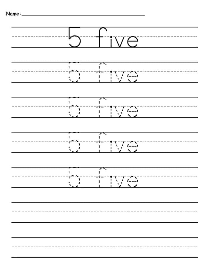 Printable Number 5 Tracing Worksheet Free Download And Print For You 
