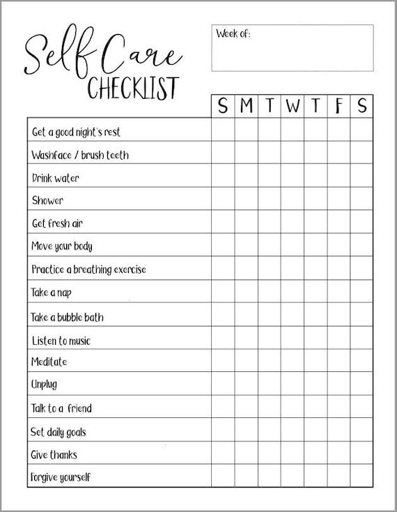 Printable Self Care Plan Worksheet Pdf For A Well Online Diary Sales 