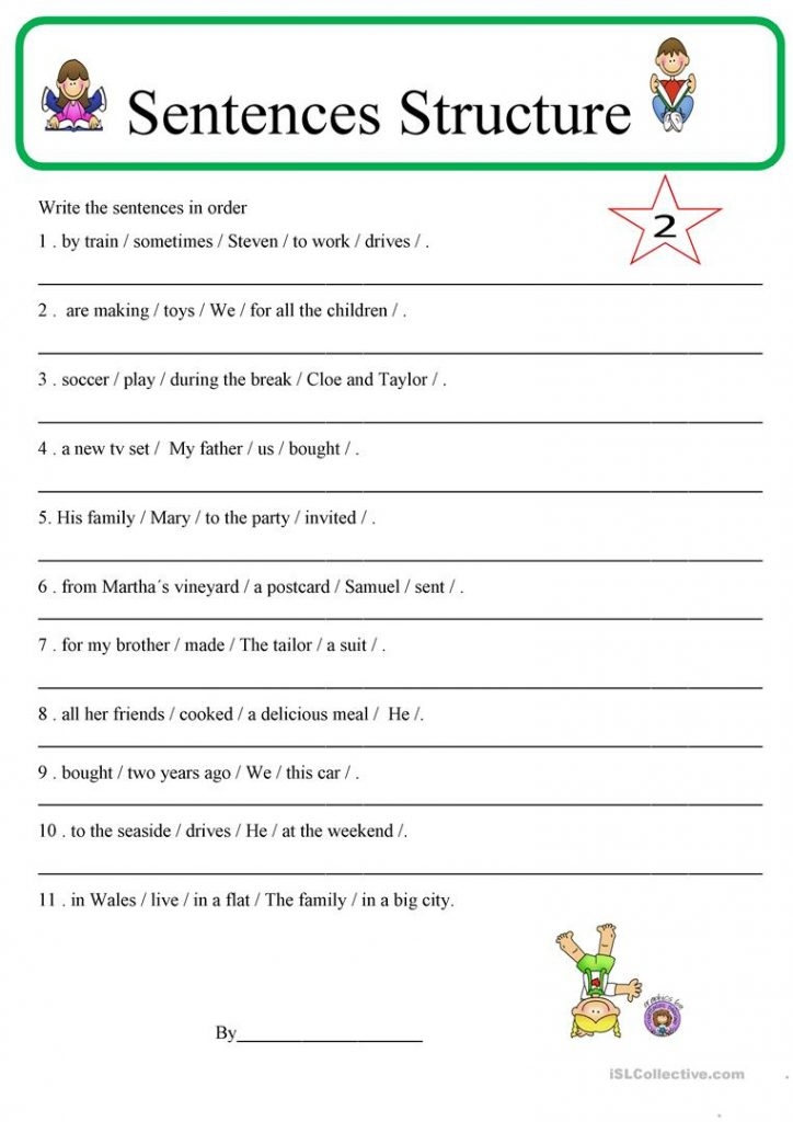 sentence construction worksheets