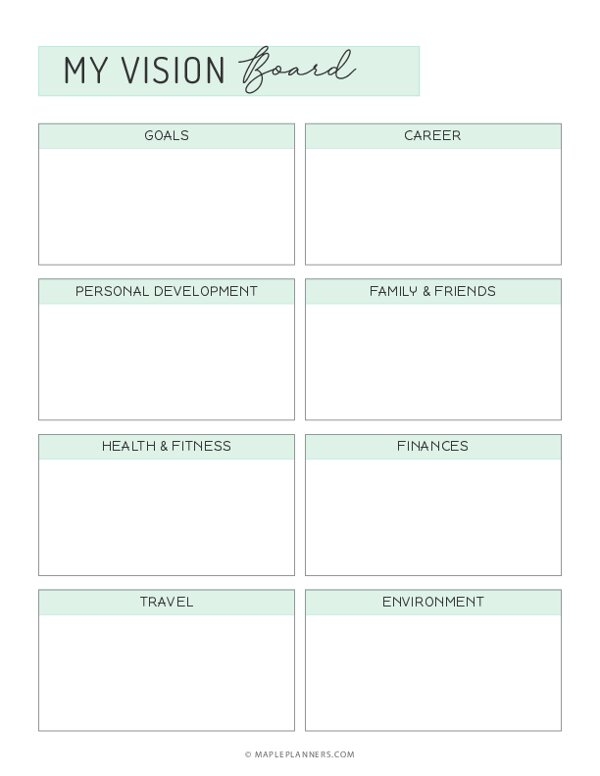 fill in the blank future vision plan worksheet