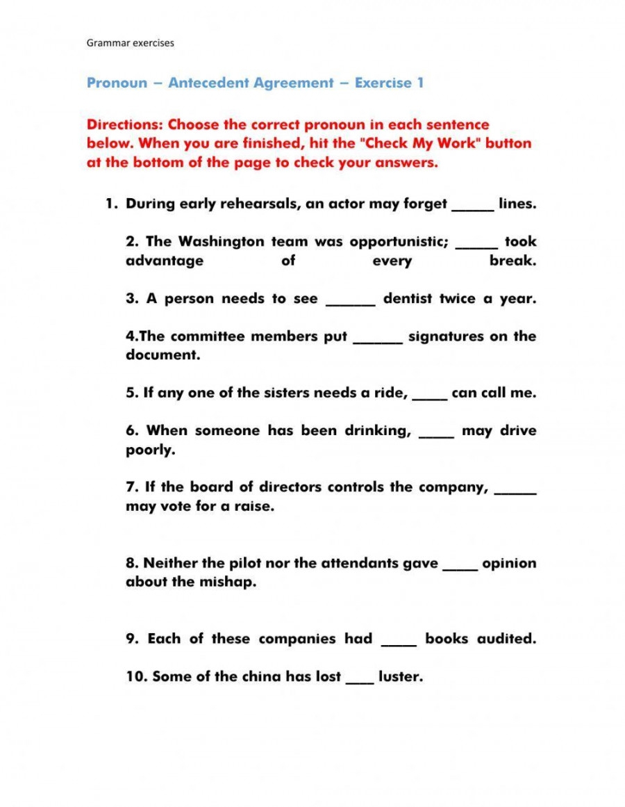pronoun antecedent agreement worksheet