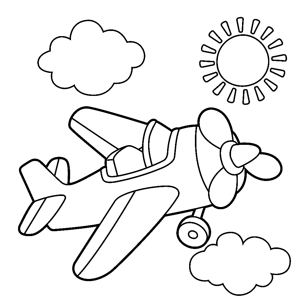 Propeller Plane Coloring Page Free Printable Coloring Pages